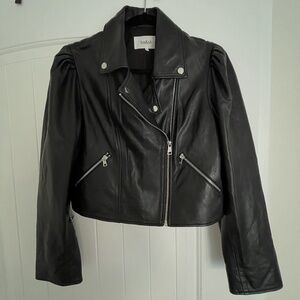 ba&sh Black Leather Moto Jacket